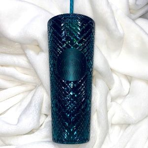 Starbucks Winter Holiday Emerald Green Jeweled Tumbler Cold Cup 24oz